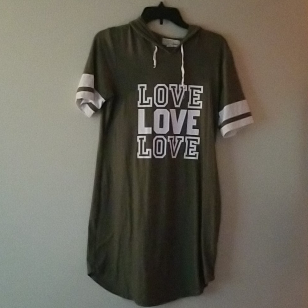 Olive green hoodie dress